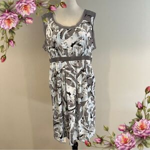 Simply Vera scoop neck‎ sleeveless Elegant Gray and blue Floral Dress size XL